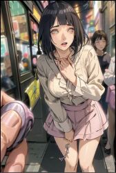 , ai_generated black_hair boruto:_naruto_next_generations breasts clothing female female_focus female_only hyuuga_hinata naruto public solo