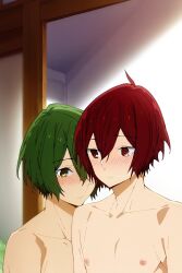 ai_generated gay green_eyes green_hair horimiya male male_only noahai red_eyes red_hair sengoku_kakeru shuu_iura tagme yaoi