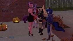 3d alicorn anthro candy clothing costume dick_in_a_box equine female fluttershy_(mlp) food footwear friendship_is_magic fruit futanari goth halloween handjob high_heels holidays horn intersex little_black_dress mammal my_little_pony pegasus penis princess_luna_(mlp) public pumpkin sex shoes source_filmmaker spoiled_rich_(mlp) straight_hair trick_or_treat twilight_sparkle_(mlp) unicorn universalblueart wings ych