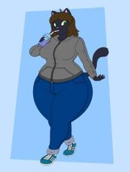 1girls big_breasts blueberry_inflation breasts feline female furry huge_breasts imminent_inflation lj_caffie tagme thick_thighs wide_hips