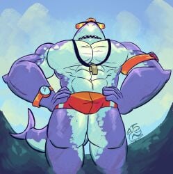 bara breasts fortnite lifeguard male male_focus male_only muscular pecs safety_first_steve_(fortnite) shark shirtless shirtless_male solo solo_focus solo_male