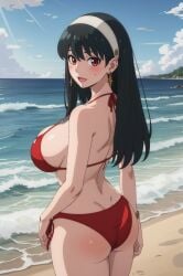 1girls ai_generated aindroidparanoid ass beach bikini black_hair breasts female female_only from_behind huge_ass huge_breasts huge_butt human large_ass large_breasts long_hair ocean outdoors red_eyes solo spy_x_family stable_diffusion straight_hair swimsuit yor_briar yor_forger