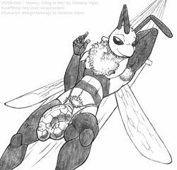 1boy 5_fingers antennae anthro arm_behind_head armpit_hair bedroom_eyes bee bulge bushy_pubes femboy half-erect hammock hirsute huge_balls huge_cock insects looking_at_viewer male male_only monochrome navel neck_tuft pencil_(artwork) penis_outline praxton_hao smile solo thong traditional_media_(artwork) twink victoria_viper wings