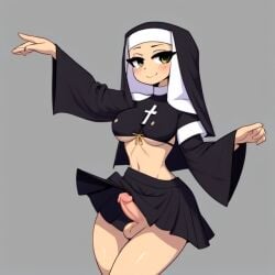 1futa ai_generated aifutalover christianity futa_focus futanari gynomorph intersex nun nun_futa nun_hat nun_outfit religion religious religious_clothing self_upload skirt solo_futa underboob