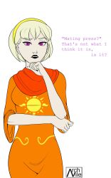 2d archvile archvile_(artist) before_sex blonde_hair blonde_hair_female color colored dialogue female homestuck instant_loss_2koma rose_lalonde short_hair short_hair_female