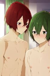 ai_generated gay green_eyes green_hair horimiya male male_only noahai red_eyes red_hair sengoku_kakeru shuu_iura tagme yaoi