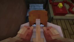 1boy 1girls blowjob boobjob breasts first_person_view minecraft nude oc on_bed open_mouth original original_character penis red_hair sex tagme video video_games vprodler
