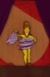 20th_century_fox 20th_century_studios animated covering_body dancing feathers fully_nude princess_kashmir red_hair screencap stripper the_simpsons thick_thighs yellow_body yellow_skin