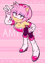 amy_rose bodysuit breasts hedgehog hedgehog_girl horny_female neckline presenting_breasts rouge_the_bat_(cosplay) seductive spandex_suit vilrot