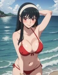 1girls ai_generated aindroidparanoid beach bikini black_hair breasts female female_only huge_ass huge_breasts huge_butt human large_ass large_breasts long_hair ocean outdoors red_eyes solo spy_x_family stable_diffusion straight_hair swimsuit yor_briar yor_forger