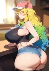 1girls ai_generated artstyle_imitation ass blonde_hair breasts dat_ass dragon_girl dragon_horns female floox hi_res high_resolution hips horns huge_ass huge_breasts large_breasts long_hair miss_kobayashi's_dragon_maid quetzalcoatl_(dragon_maid) stable_diffusion thiccwithaq_(ai_style) thick_thighs thighs wide_hips