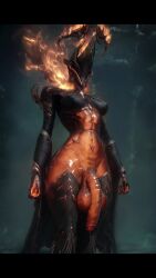 1futa ai ai_animation ai_generated ai_video civitai ember_(warframe) ember_heirloom_(warframe) futanari huge_penis large_testicles letterbox medium_breasts penis shorter_than_10_seconds solo tagme testicles third_leg vertical_video video warframe