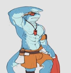 abs fortnite lifeguard male male_focus male_only muscular safety_first_steve_(fortnite) shark shirtless shirtless_male solo solo_focus solo_male solo_only