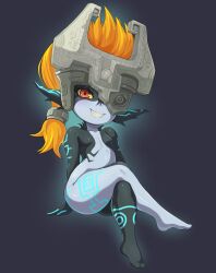 1girls black_body doregene female female_only grey_body helmet hips imp imp_midna midna orange_hair small_breasts solo the_legend_of_zelda thick_thighs twilight_princess two_tone_body wide_hips wide_thighs
