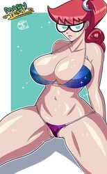 1girls 2017 between_labia blue_eyes cameltoe cartoon_network cleavage curvy female female_only glasses huge_breasts innie_pussy johnny_test_(series) mary_test red_hair solo stretchnsin thick_lips voluptuous wide_hips