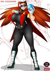 big_breasts boots chaos_emerald chubby cleavage clothed_female clothing dr._eggma’am dr._eggman dr._eggmom gloves goggles hand_on_breast hourglass_figure humanized long_hair red_hair rule_63 smile sonic_(series) spiky_hair sunglasses thick_thighs tight_clothing tight_fit tinted_eyewear wide_hips witchking00