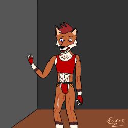 anthro bodily_fluids canid canine clothing cum cum_in_clothing cum_in_jockstrap cum_in_underwear cum_through_jockstrap cumshot ejaculation erection fingerless_gloves fox foxer_fox foxer_fox(character) genital_fluids gloves handwear heterochromia hi_res jockstrap male male_only mammal solo top_(disambiguation) underwear unwanted_cumshot unwanted_ejaculation unwanted_erection wounded