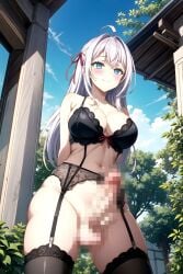 1futa ahoge ai_generated alisa_mikhailovna_kujou erection futa_only futanari large_penis lingerie solo tokidoki_bosotto_russian_de_dereru_tonari_no_alya-san