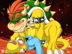 3_toes ahe_gao anal anal_sex band-aid bandage blue_hoodie blush bowser clenched_teeth clothing collar drooling euyoshi89 fangs gay gay_sex hair hoodie horn koopa koopa_troopa koops looking_pleasured male male_only male_penetrated male_penetrating mario_(series) muscular nintendo paper_mario partial_clothing penetration protagonistsub_antagonistdom red_eyes red_hair saliva scales scalie sex shell size_difference smile spiked_collar spiked_shell spiked_tail spikes sweat teeth toes video_games yaoi