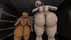 big_breasts breasts coil-head_(lethal_company) lethal_company monster scp-173 scp_foundation thick_ass thick_thighs