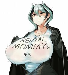 1girls alternate_version_available big_breasts black_hair breasts breasts_bigger_than_head clothed clothes female female_only fuck-me_shirt grey_eyes half-closed_eyes huge_breasts human inviting jacket large_breasts looking_at_viewer lowres made_in_abyss mommy_kink nipple_bulge nipples_visible_through_clothing ozen rental_mommy rental_mommy_shirt see-through see-through_clothing shirt short_hair sinensian smile solo source_request standing sweat t-shirt text tight_clothing voluptuous wet wet_clothes wet_shirt white_background white_hair