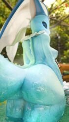 3d 3d_(artwork) ass_focus big_ass female_only furry furry_female furry_only looking_at_viewer looking_back looking_back_at_viewer lopunny paprikablend pool poolside solo_female vaporeon vapunnyon water wet wet_body wet_skin