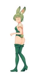 1girls animal_ear_fluff animal_ears ass backless_leotard big_ass blush boots breasts closed_eyes closed_mouth commission detached_sleeves expressionless female female_only fire_emblem fire_emblem:_genealogy_of_the_holy_war full_body green_hair green_leotard hand_up heel_up hermina_(fire_emblem) highres knees_together_feet_apart leotard light_blush nintendo playboy_bunny rabbit_ears rabbit_girl rabbit_tail short_hair short_sleeves short_tail sideboob sidelocks small_breasts solo spindle_(aidenr0) split_mouth standing strapless strapless_leotard tail thigh_boots transparent_background white_border white_sleeves