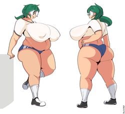 1girls absurdres ass big_ass bloobiesus borrowed_character breasts cleavage fat female female_only highres huge_breasts nerd_(coffeeslice) overweight solo thick_thighs wide_hips