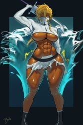 abs beuto bleach brown_skin huge_ass huge_breasts muscular_female ripped_clothing sole_female splash splashing_water tagme tagme_(artist) tia_harribel water water_splash wave waves