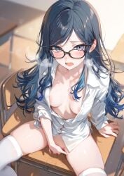 1girls ai_generated areola areola_slip areolae areolae_slip ass black_hair blue_eyes blue_hair blush blush bottomless breasts breasts breasts breasts_out clothed clothing completely_naked completely_naked_female completely_nude completely_nude_female dark_blue_hair dark_hair female female_focus female_only fingering fingering_pussy fingering_self glasses high_resolution highres hoshino_ichika_(project_sekai) looking_at_viewer masturbating masturbation medium_breasts naked nipples partially_clothed partially_clothed_female partially_nude partially_undressed pov project_sekai pussy school schoolgirl solo solo_female solo_focus thighs tits_out uniform