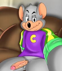 1boy 2024 anthro anthro_only avenger_chuck boner camera_view chuck_e_cheese chuck_e_cheese_(franchise) couch cum cute duncan_brannan horny huge_cock humanoid male morning mouse naked pantsless penis rat rodent veiny_penis