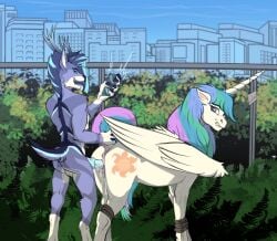 alicorn animal_genitalia animal_penis anthro anthro_on_feral anthro_penetrating anthro_penetrating_feral anus ass backsack balls bodily_fluids bound cellphone cutie_mark deer digital_media_(artwork) duo electronics english_text equid equine equine_genitalia equine_penis erection feathered_wings feathers female female_feral female_penetrated feral feral_penetrated friendship_is_magic from_behind_position fur genital_fluids genitals hair hasbro hi_res holding_cellphone holding_object holding_phone holding_smartphone holding_tail horn legs_tied looking_back male male/female male_anthro male_penetrating male_penetrating_female mammal multicolored_hair my_little_pony mythological_creature mythological_equine mythology nude open_mouth outdoor_nudity outside outside_sex penetration penile penile_penetration penis phone plant princess_celestia_(mlp) pussy questionable_consent sex smartphone smile tail teeth text tongue tongue_out unicorn vaginal_penetration vulva wings zafara_(artist) zoophilia