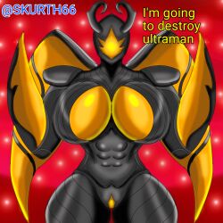 alien_girl big_breasts black_skin insect_girl lady_zetton oc skurth66 thick_legs ultraman_(franchise) zetton