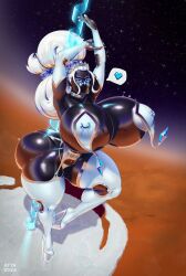 1female atya black_body busty martian oc tagme white_hair