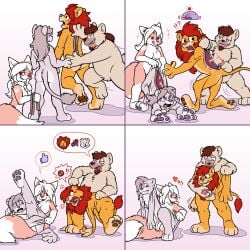 2022 absurd_res animate_inanimate anthro asher_fox_(asherfox94) ass bear biped black_nose blacktedy_(blacktedy) blue_eyes blush bodily_fluids brown_hair brown_pawpads canid canine colored comic countershade_butt countershade_face countershade_feet countershade_fur countershade_hands countershade_neck countershade_torso countershading cross-popping_vein cum cum_drip dipstick_tail dripping erection facial_markings feet felid female female_anthro fingerless_(marking) fox front_view fur genital_fluids genitals gloves_(marking) grey_body grey_fur group hair head_markings heart_(marking) heart_symbol hi_res iconography inanimate_transformation katzenfaust legs_together leo_caron_(asherfox94) leo_trinity_(asherfox94) licking licking_lips lion living_clothing looking_at_another looking_at_viewer looking_back looking_back_at_another mammal markings masturbation nude nude_female nude_male orange_body orange_fur pantherine pawpads penile penile_masturbation penis purple_eyes purple_nose purple_pawpads rear_view red_eyes red_hair side_view sitting sitting_on_ground smile snout snout_markings species_transformation speech_bubble spread_legs spreading standing suit_transformation tail tail_markings takeover tan_body tan_fur tan_markings three-quarter_view toeless_(marking) tongue tongue_out transformation vulva white_hair white_markings yelling zipper