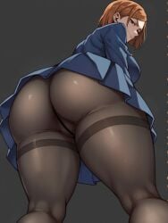 1girls aggressive_female ass ass_bigger_than_head ass_focus assertive_female big_ass big_butt cameltoe devious devious_smile dominant_female facesitting facesitting_pov fat_ass female female_only femdom from_behind from_below ginger_hair huge_ass human jujutsu_kaisen kugisaki_nobara looking_back looking_down_at_viewer low-angle_shot muscular_thighs naughty_face nylons pantyhose skirt slutty_teenager solo stockings thick thick_ass thick_butt thick_thighs upskirt v-shaped_eyebrows