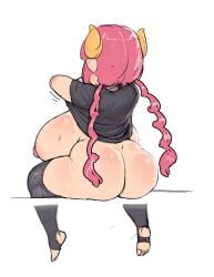 1girls big_breasts dragon_horns exposed_breasts female female_focus female_only horns huge_breasts ilulu_(dragon_maid) kobayashi-san_chi_no_maidragon light-skinned_female light_skin miss_kobayashi's_dragon_maid okgaki rear_view red_hair voluptuous voluptuous_female