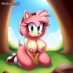 1female 1girl ai_generated amy_rose amyroseuwu19 boobs breasts busty completely_naked_female completely_nude_female cute_girl deviantart exhibitionist female female_only forest furry_female green_eyes hedgehog hedgehog_girl naked_female nude_female shy_girl solo solo_female tits