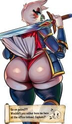 anthro ass avian avian_humanoid brooke_(simplifypm) female isolatedartest revealing_clothes simplifypm sword thick_ass thick_thighs unconvincing_armor weapon