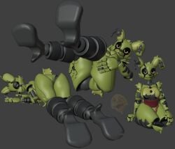 animatronic female five_nights_at_freddy's fnaf green_eyes green_fur high_heels rabbit rabbit_ears rabbit_tail springtrap springtrap_(fnaf) tail