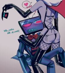 blush lingerie not_porn? suit valentino_(hazbin_hotel) vox_(hazbin_hotel)