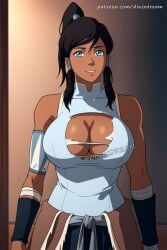 1girls ai_generated avatar_legends breasts dinixdream female korra massive_breasts nickelodeon nicktoons the_avatar the_legend_of_korra tits_out torn_clothes torn_clothing water_tribe