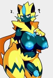 ? ai_generated anthro big_breasts dickgirl futa_only futanari humanoid_penis legendary_pokemon musical_note nai_diffusion nintendo nipples novelai pokemon pokemon_(species) precum self_upload thick_thighs weedvee420 zeraora