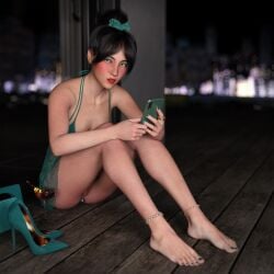 1girls 2024 3d black_hair blush bottomless buttplug depth_of_field female female_only flapsky freckles_on_face high_heels holding_object holding_smartphone lipstick looking_at_viewer night original_character red_lipstick seated sitting smartphone solo solo_female sophie_(flapsky) teal_high_heels teal_nail_polish teal_nails teal_smartphone