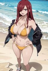ai_generated aindroidparanoid beach big_breasts bikini breasts brown_eyes cameltoe erza_scarlet fairy_tail huge_ass huge_breasts huge_butt large_breasts massive_breasts ocean outdoors red_hair sand stable_diffusion tits wet