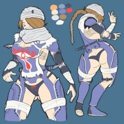 ass ass_visible_through_thighs big_breasts black_panties bow_panties breasts cleavage female_only ocarina_of_time panties sheik super_smash_bros. the_legend_of_zelda underwear