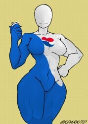 bodysuit can covered_navel covered_nipples eyeless eyeless_female female full_body full_body_suit hand_on_hip heroic_pose holding_can holding_object kdarkito logo_on_clothes muscles muscular muscular_female muscular_thighs pepsi pepsiwoman rule_63 smile solo superheroine twitter_username watermark