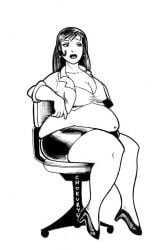 1girls 2000s 2009 arm_resting bbw big_belly big_belly_bulge big_breasts black_and_white bra chokuryu chubby chubby_female chunky cleavage deviantart eyelashes fat fat_woman grayscale greyscale hair_curl lipstick long_hair looking_off_screen looking_offscreen love_handles monochrome muffin_top office_chair office_clothing office_lady office_skirt old_art overweight overweight_female pencil_skirt plump plump_belly plump_thighs pumps realistic_breast_size realistic_proportions seated shirt_undone simple_background solo solo_female solo_focus thick_thighs thin_eyebrows thunder_thighs thunderthighs watermark white_background