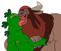 bara beard cartoon_network chutzpar dinosaur disney edit gay gravity_falls horns joemilleryy kissing minotaur mr._gus naked nipples no_visible_genitalia tagme tagme_(artist) uncle_grandpa