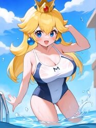 ai_generated blonde_hair breasts female female_only mario_(series) nintendo open_mouth princess_peach pyororingen solo